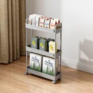 Slim Rolling Storage Cart, 3 Tier Bathroom Storage Organizer Laundry Room Utility Cart Mobile Shelving Unit, Multi-purpose For Kitchen Office Bathroom Laundry Narrow Places